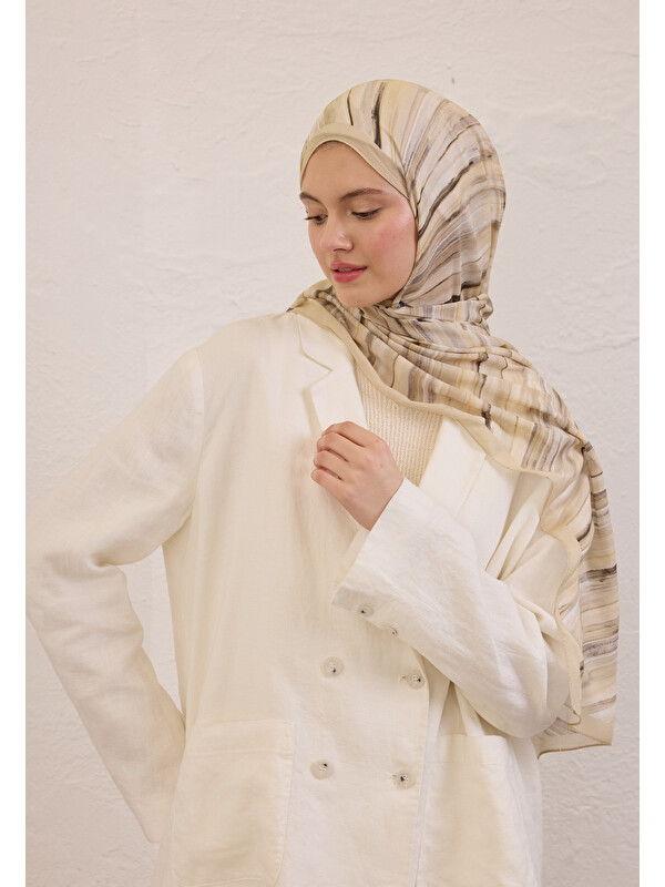 Fresh Scarfs Deıa Desen Rami Şal Bej