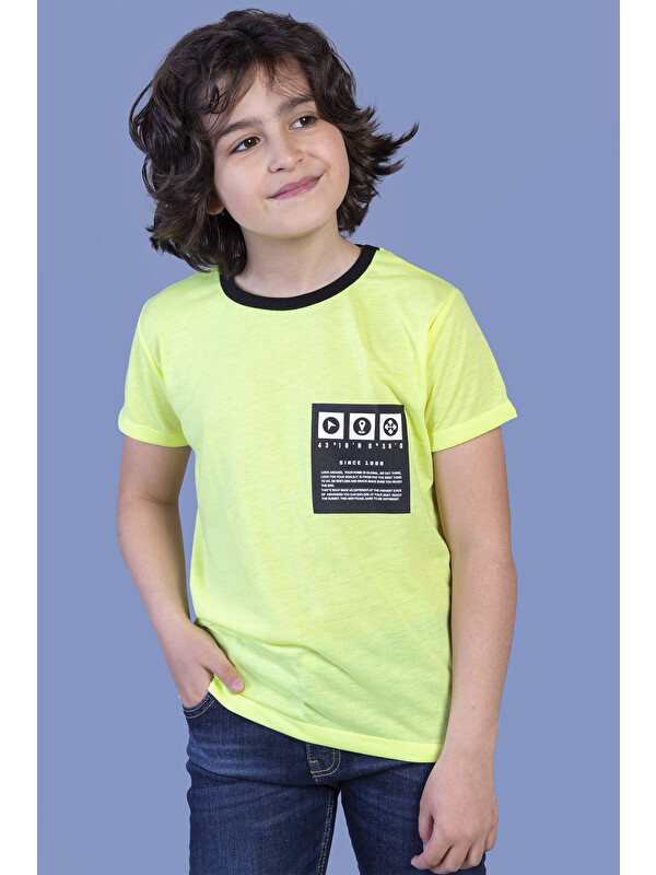Toontoykids Erkek Çocuk Neon Renkli Baskılı Tişört