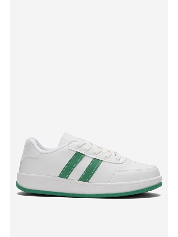 LİGER Unisex Düz Hafif Taban Günlük Sneaker Ayakkabı Beyaz - Yeşİl