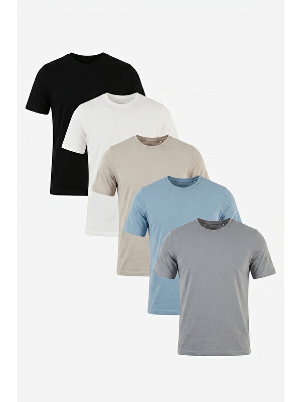 Buratti Pamuklu Regular Fit Bisiklet Yaka 5'li Paket T Shirt 59020204S5