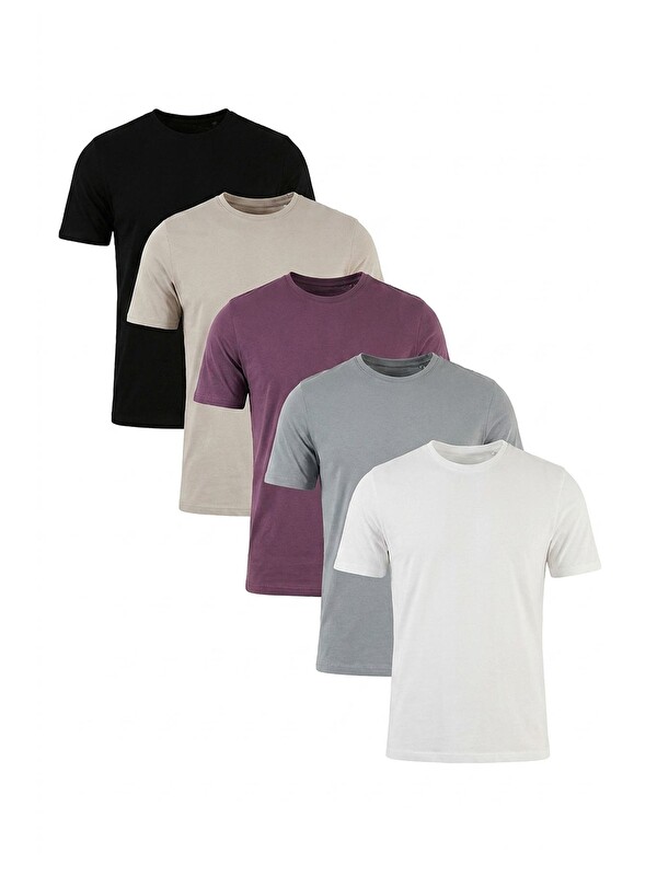 Buratti Pamuklu Regular Fit Bisiklet Yaka 5'li Paket T Shirt 59020204S5