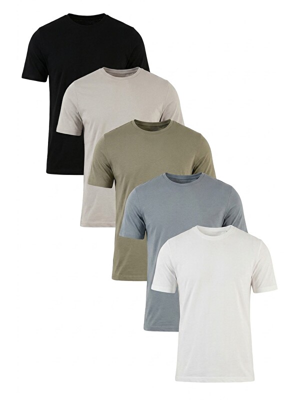 Buratti Pamuklu Regular Fit Bisiklet Yaka 5'li Paket T Shirt 59020204S5
