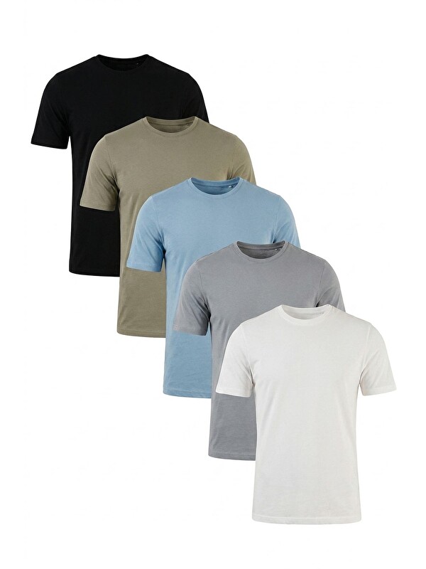 Buratti Pamuklu Regular Fit Bisiklet Yaka 5'li Paket T Shirt 59020204S5