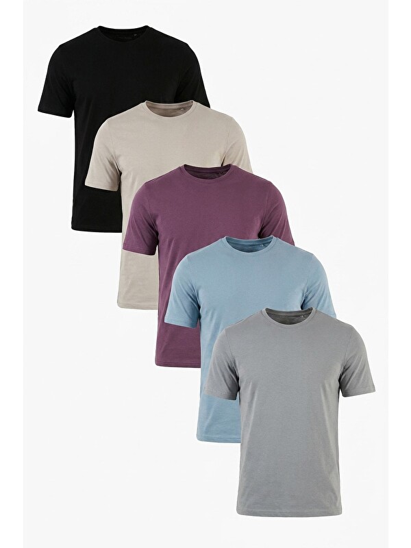 Buratti Pamuklu Regular Fit Bisiklet Yaka 5'li Paket T Shirt 59020204S5