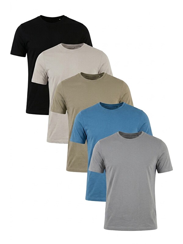 Buratti Pamuklu Regular Fit Bisiklet Yaka 5'li Paket T Shirt 59020204S5