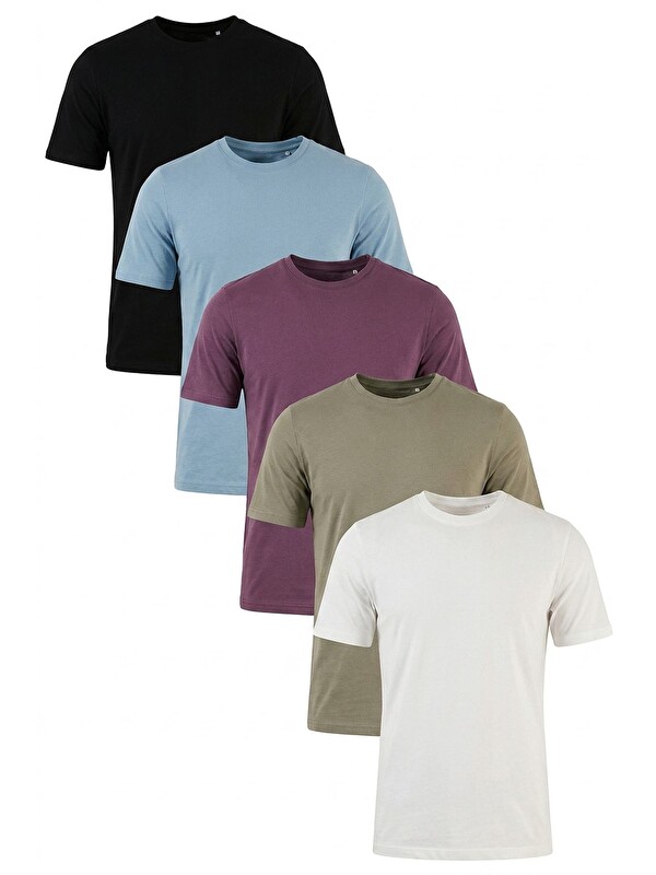 Buratti Pamuklu Regular Fit Bisiklet Yaka 5'li Paket T Shirt 59020204S5