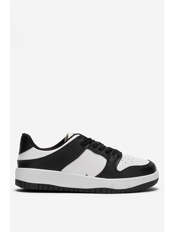 LİGER Unisex Bağcıklı Spor Sneaker Ayakkabı Beyaz - Sİyah