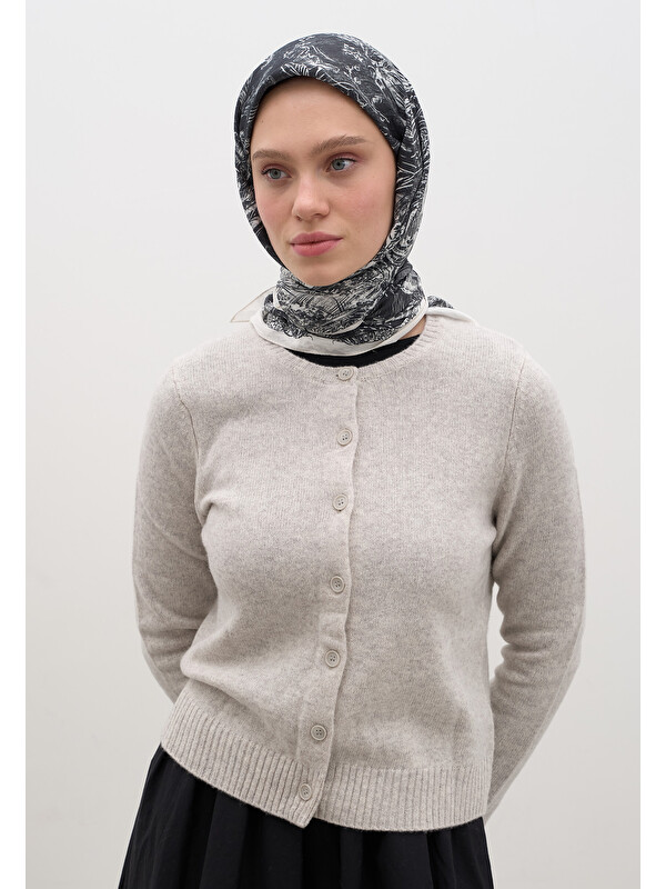 Fresh Scarfs Secret Elegance Desen Pamuklu Viskon Eşarp Lacivert
