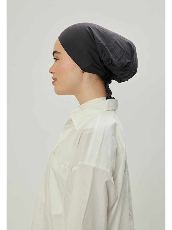 Fresh Scarfs Geniş Hacimli Bağlamalı Bone Antrasit