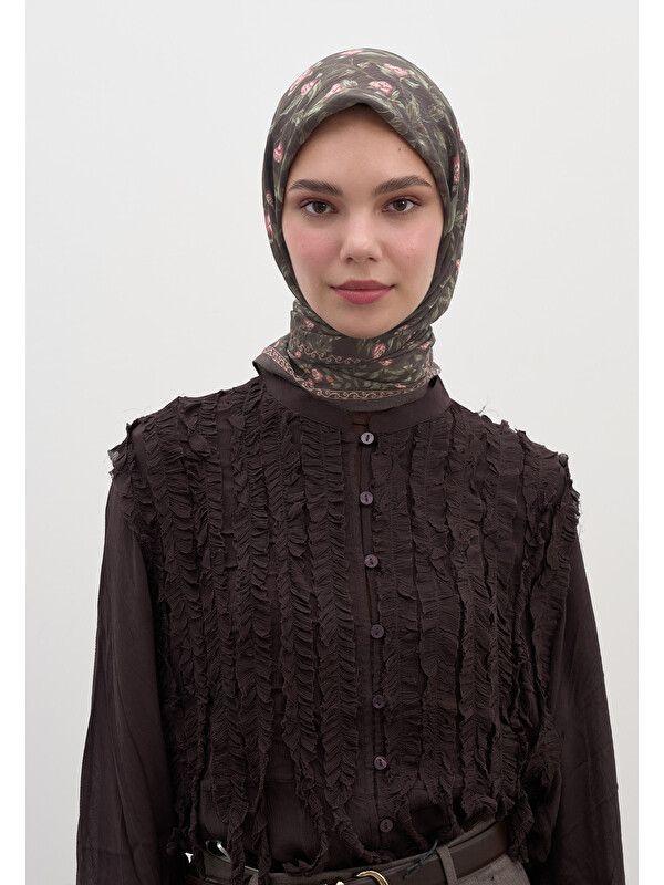 Fresh Scarfs Leana Desen Pamuklu Viskon Eşarp Çikolata Kahve