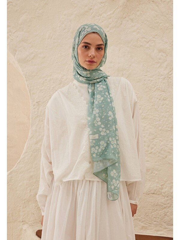 Fresh Scarfs Papatya Desen Rami Şal Mavi