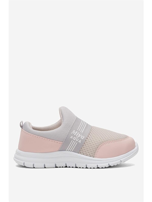 LİGER Unisex Lastilkli Hafif Airfle Çocuk Spor Ayakkabı Grİ - Pudra