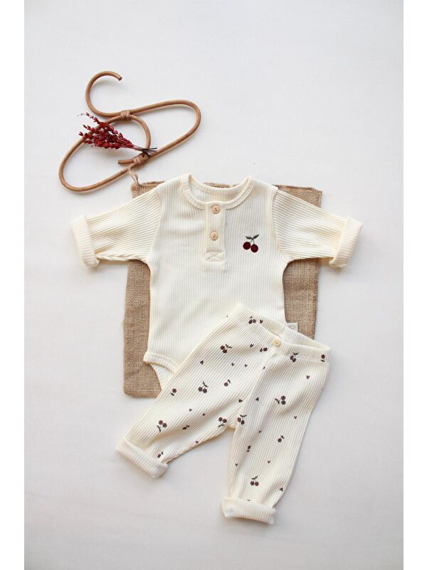 Oh La La Koala For Little Ones Kiraz Nakışlı Mona Serisi Uzun Kollu Body Tayt Set