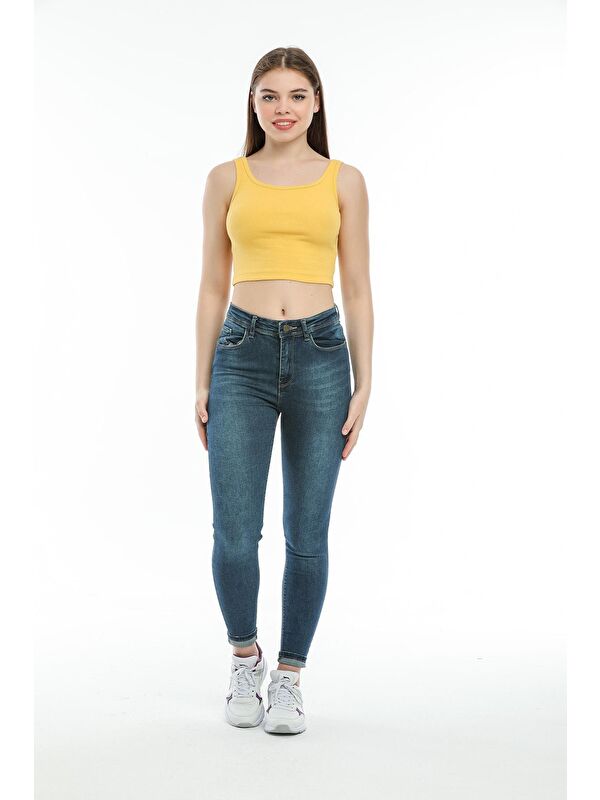 Süperlife Kadın Crop Örme Slim Fit Atlet-Tişort SPR21Y12