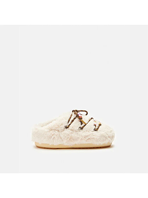 Moon Boot Kadın Terlik 80D1460250-L002 Mule Faux Fur Beads Cream
