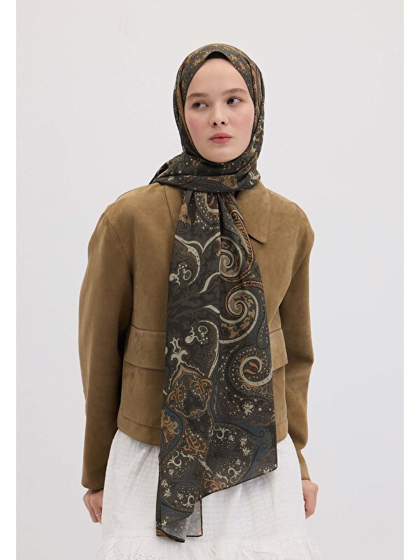 Fresh Scarfs Etnıc Paısley Desen Şal Acı Kahve