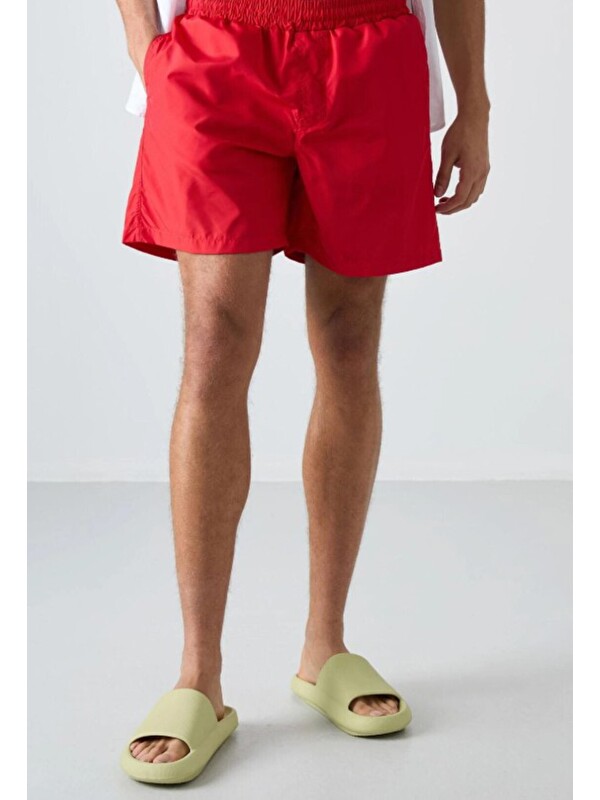 Tommylife Kırmızı Hızlı Kuruyan Standart Fit Erkek Deniz Şortu - 81237