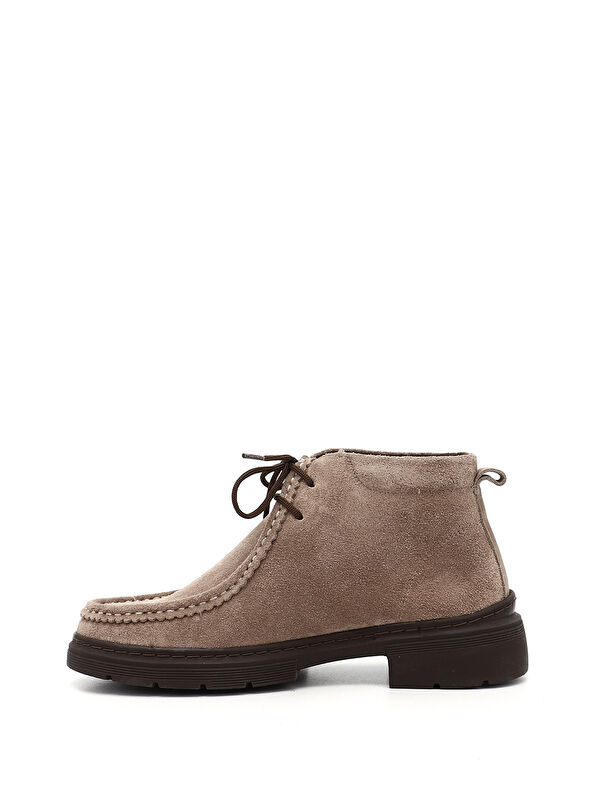 Kadın AÇIK VİZON Bağcıklı Hakiki Deri Comfort Bot - Görsel 4