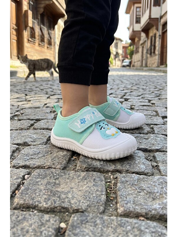 Gezer Yazlık Keten Kız Bebe Happy Birds Cırtlı Ayarlanabilir Ayakkabı