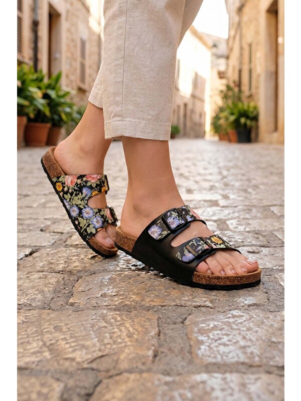 Gezer Kadın Yazlık İki Toka Ayarlanabilir Fashion Terlik