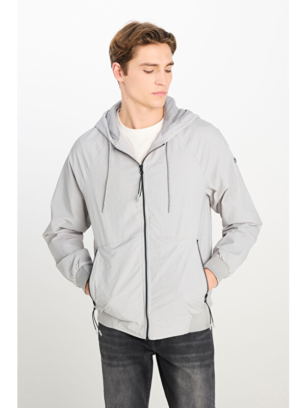Lee Regular Fit Kapüşonlu Gri Yağmurluk Ceket