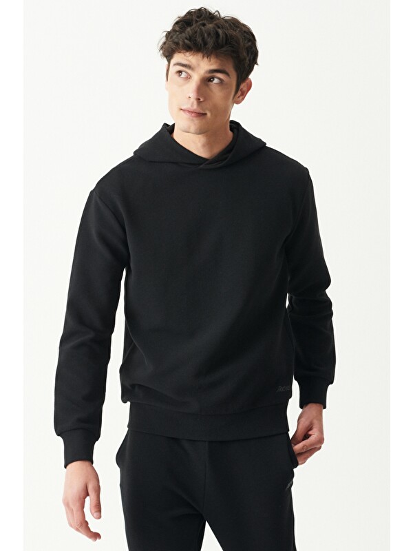 Riders by Lee Regular Fit Kapüşonlu Şardonlu Siyah Sweatshirt