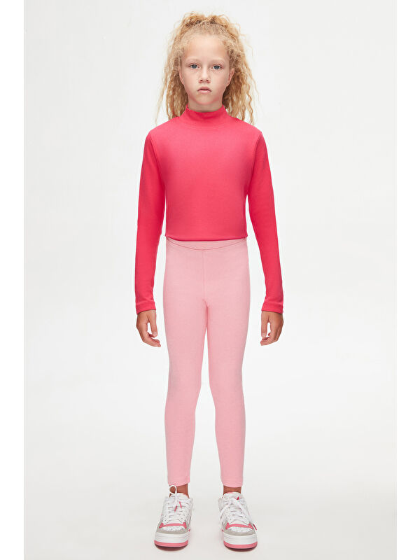 Lovetti Pembe Kız Çocuk Kışlık Tam Boy Düz Basıc Tayt