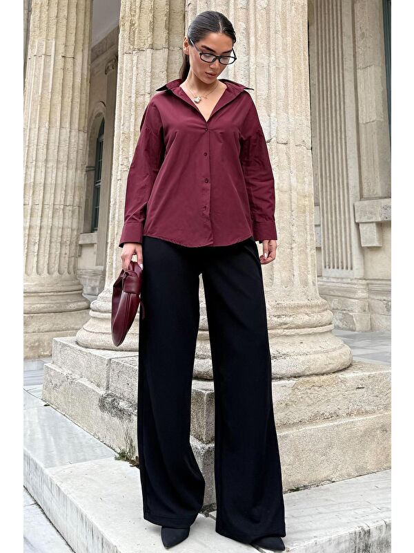 Madmext Bordo Basic Kadın Gömlek Mg2355