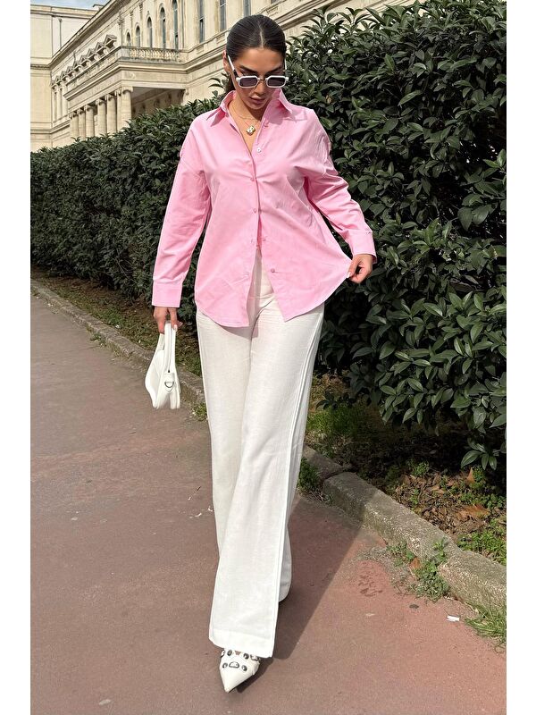 Madmext Pembe Basic Kadın Gömlek Mg2355