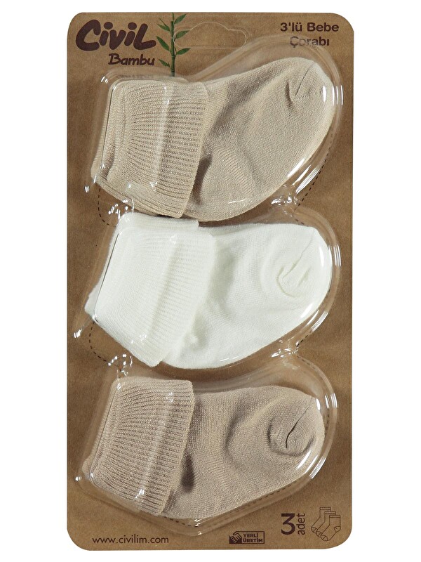 Civil Baby Ekru-Kahve Asetat 0-24 Ay Çorap Setleri - Standart