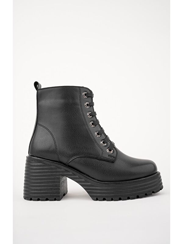 GRAZi Platform Topuklu Fermuarlı Bağcıklı Kadın Bot - Görsel 3