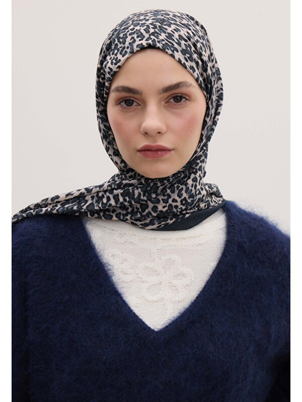 Fresh Scarfs Tıny Leopar Desen Şal Mavi