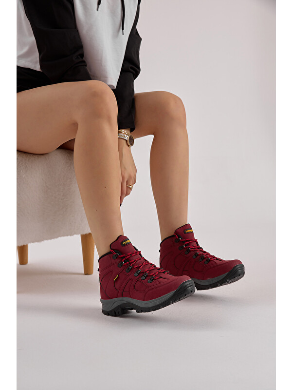 TONNY BLACK Unisex Bordo Rahat Kalıp Bağcıklı Trekking Bot
