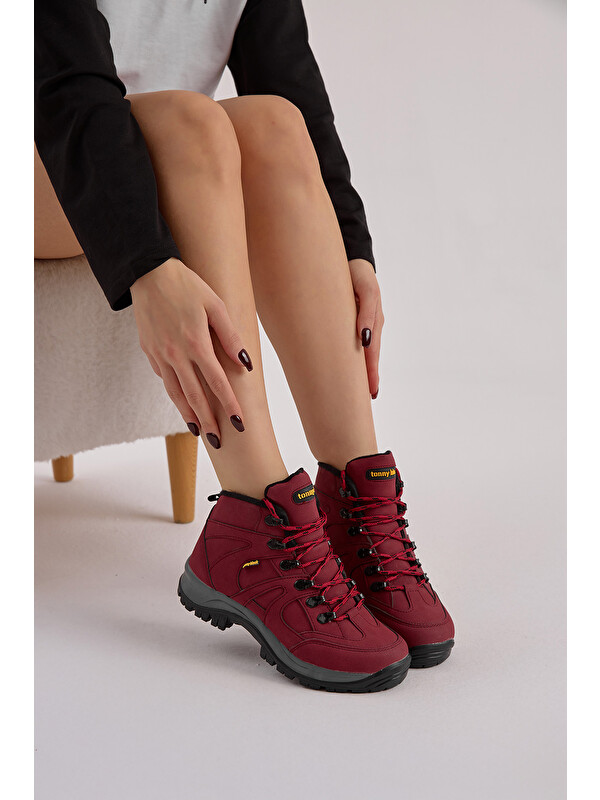 TONNY BLACK Unisex Bordo Rahat Kalıp Bağcıklı Trekking Bot