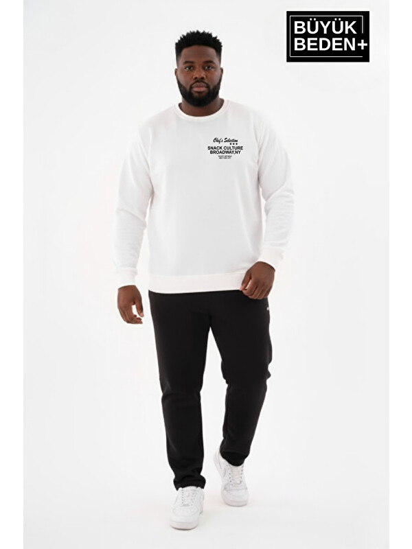 Süperlife Erkek Büyük Beden CHEF Baskılı Bisilet Yaka İnce Sweatshirt SPR26BSW956-4