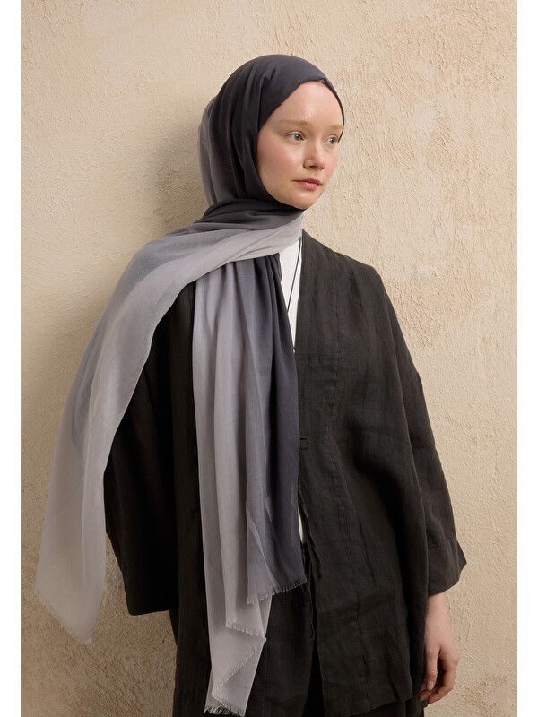 Fresh Scarfs Modal Degrade Şal Antrasit-Gümüş