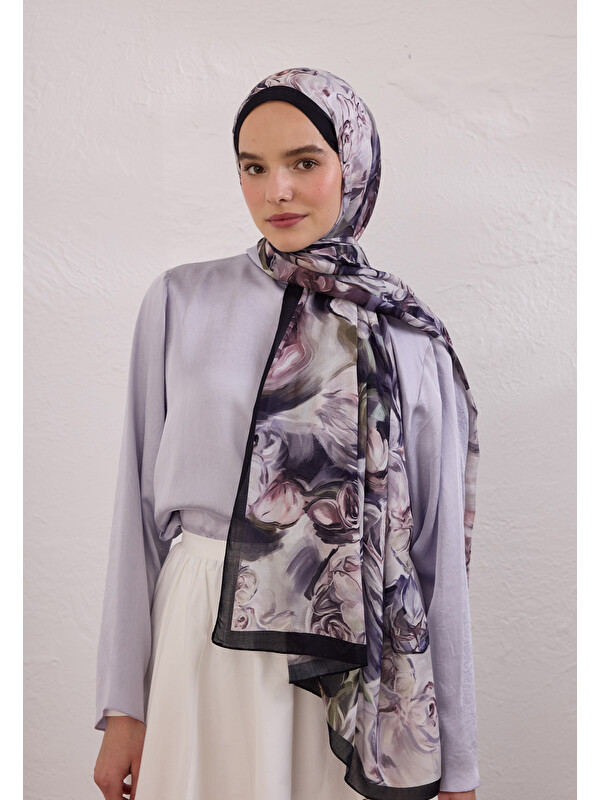 Fresh Scarfs Nerıssa Desen Rami Şal Derin Mor