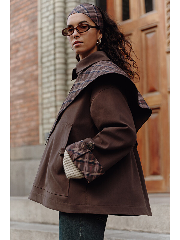 Manuka Greta Şal Detaylı Parka Ceket Kahverengi