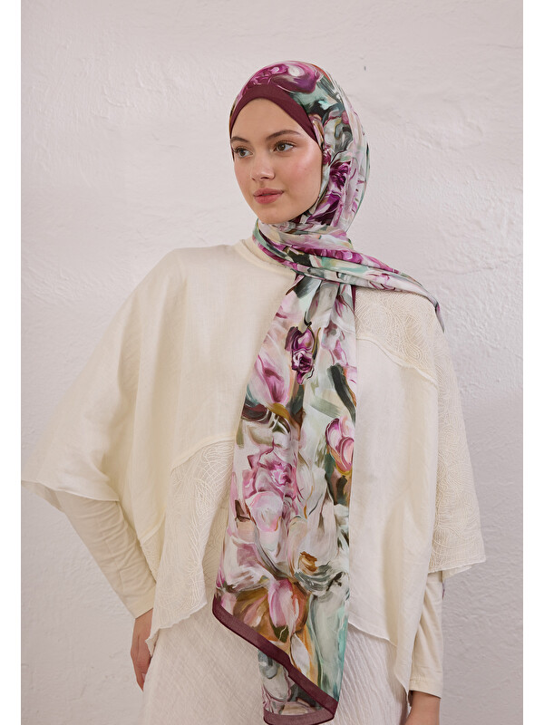 Fresh Scarfs Nerıssa Desen Rami Şal Mürdüm