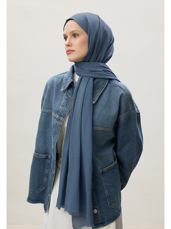 Fresh Scarfs İnce Pamuk Vual Şal Gök Mavi