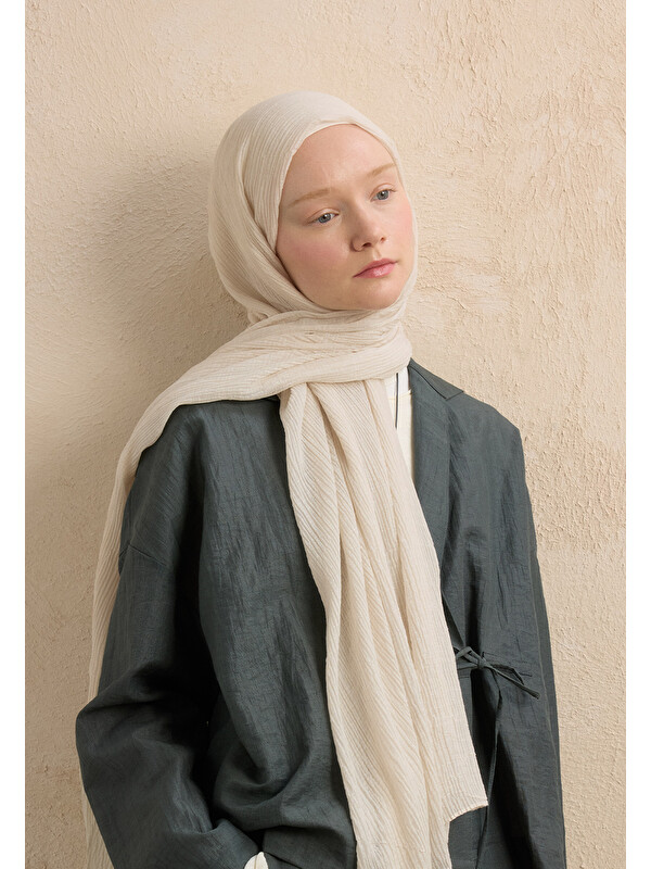 Fresh Scarfs Modal Krinkıl Şal Fildişi