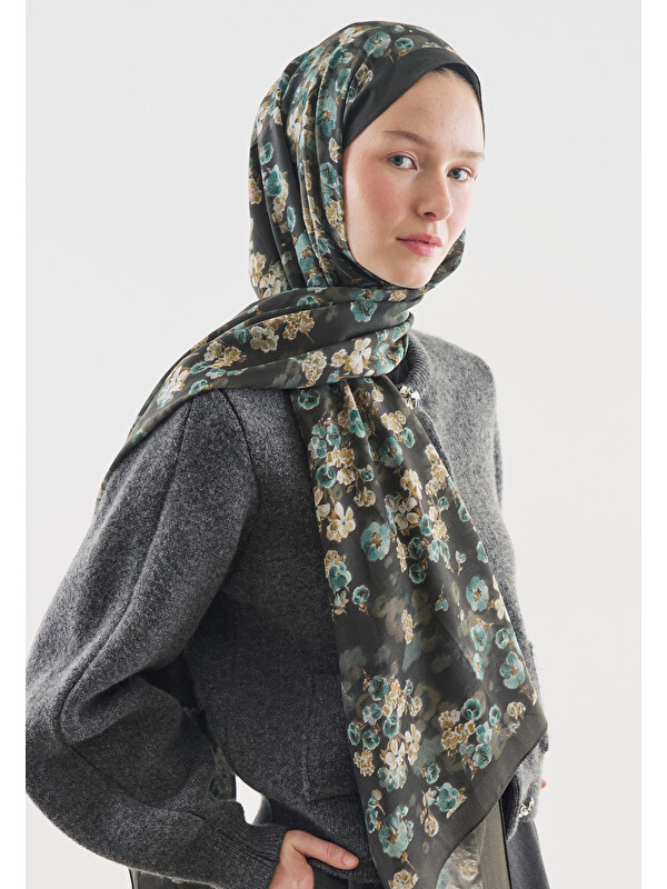 Fresh Scarfs Secret Pearl Desenli Pamuk Viskon Şal Derin Yeşil