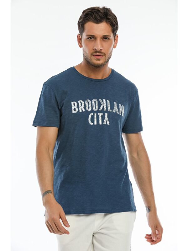 Süperlife Bisiklet yaka Brooklyn City Baskılı Erkek Tişört SPR 253
