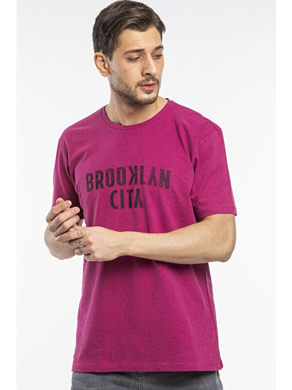 Süperlife Bisiklet yaka Brooklyn City Baskılı Erkek Tişört SPR 253