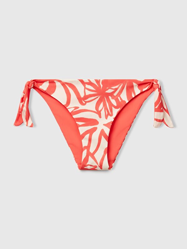 United Colors Of Benetton Kadın Turuncu Mercan Desenli Çift Taraflı Bikini Altı