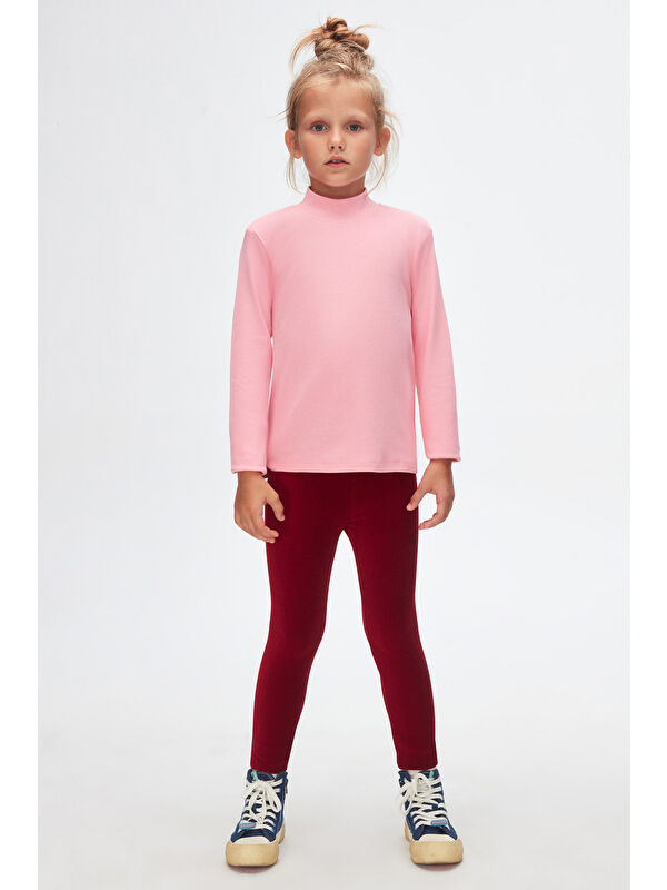 Lovetti Pembe Kız Çocuk Yarım Balıkçı Uzun Kol Tişört