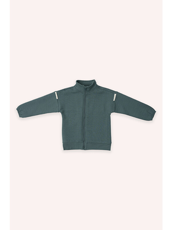 Panço Erkek Çocuk Fermuarlı Yeşil Sweatshirt
