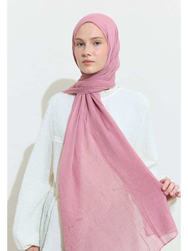 Fresh Scarfs Modal Krinkıl Şal Gül Pembe