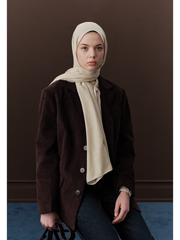 Fresh Scarfs Premıum Yünlü Düz Şal Bej