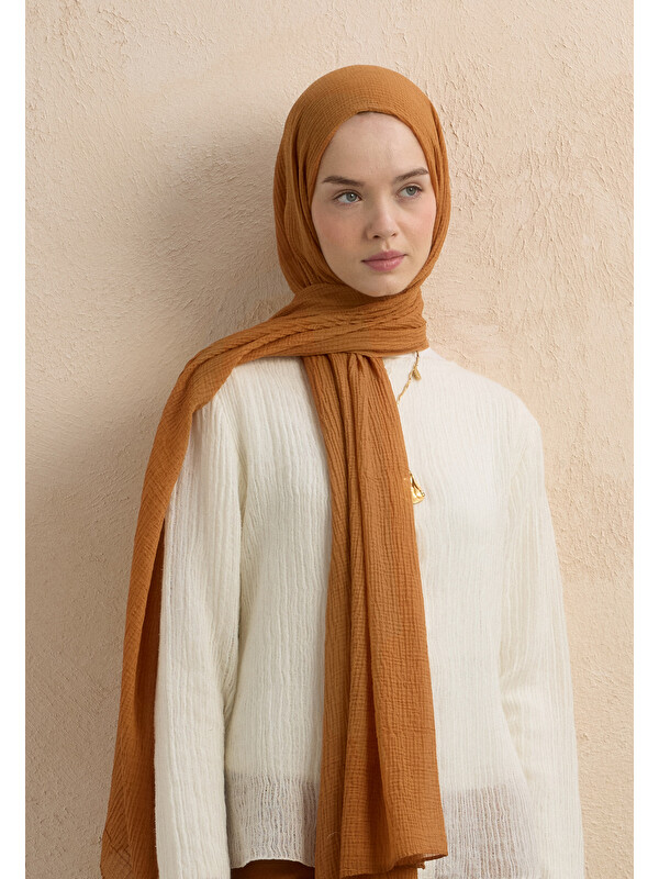 Fresh Scarfs Modal Krinkıl Şal Tarçın Kabuğu
